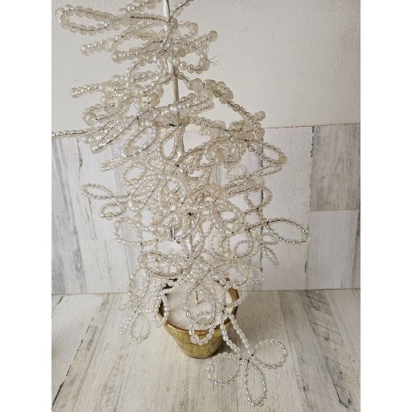 Vintage beaded mini tree unique Xmas tabletop potted iridescent decor large - Picture 5 of 7